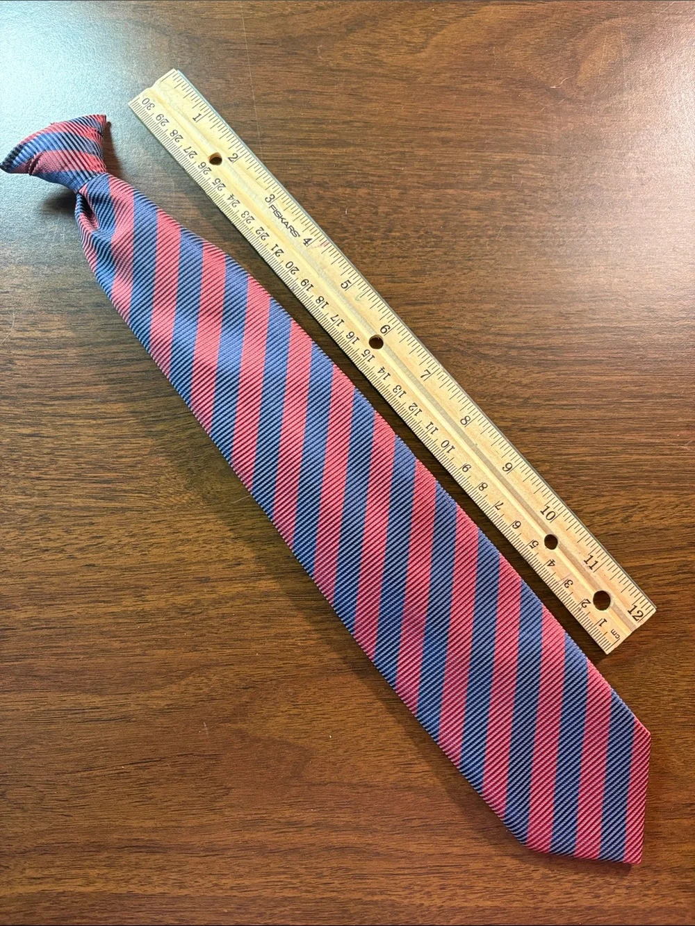 Classic Striped Boy’s clip-on Tie in Red and Blue